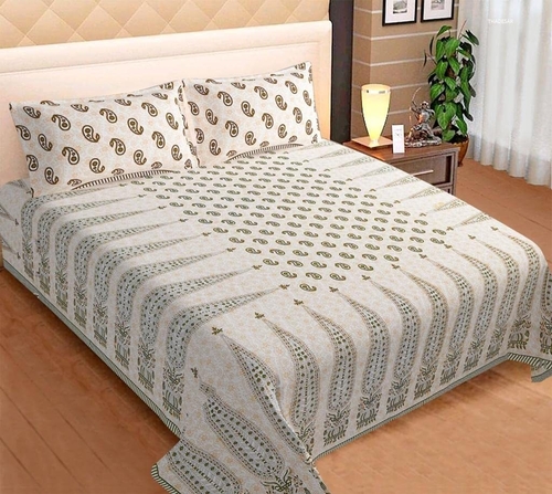 Creation Cotton Paisley Printed King Size Bedsheet with 2 Pillow Cover