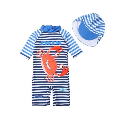 2018 Kid Baby Girl Striped Crab One piece Romper