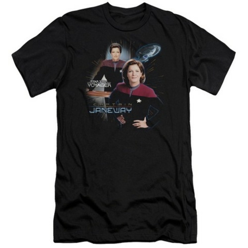 Trevco Star Trek-Captain Janeway - Short Sleeve Adult 30-1 Tee - Black