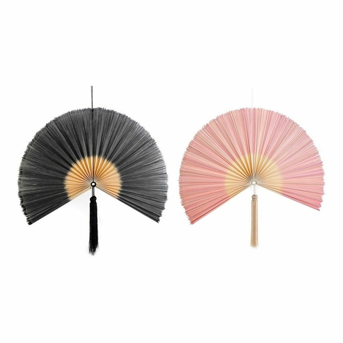 Decorative Figure DKD Home Decor Fan Black Pink Oriental 90 x 4 x 90