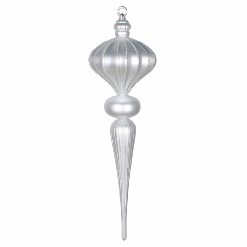 Vickerman MT195307 21 in. Silver Matte Glitter Diamond Finial Ornament