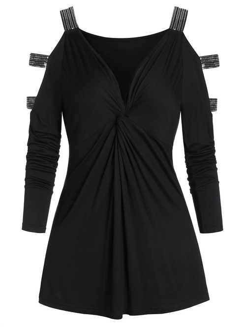  New Fashion Twist Front Sequin Insert Cold