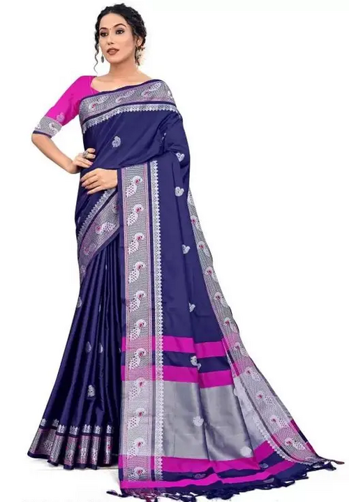Women's Traditional Paithani Cotton Silk Saree With Blouse Pieces (