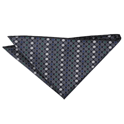 Chequered Polka Dot Handkerchief - Silver, Grey & Green