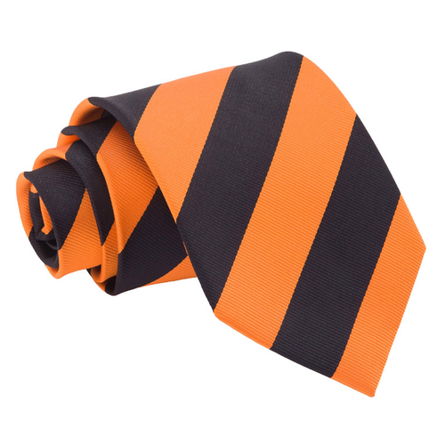 Striped Classic Tie - Orange & Black