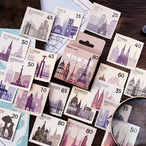 46PCS/PACK Retro Stamp Seal Sticker Marker Planner