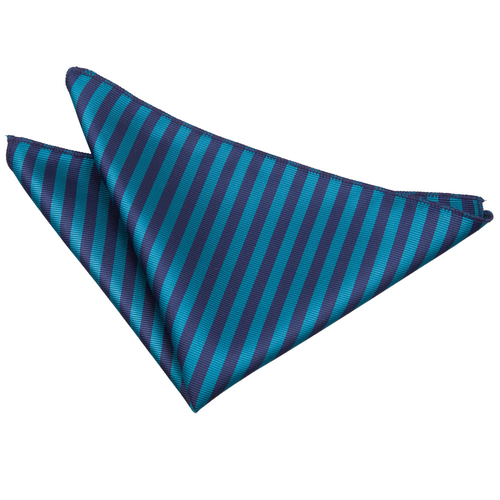 Thin Stripe Handkerchief - Navy Blue & Teal