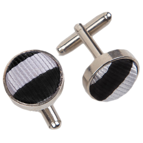 Thin Stripe Cufflinks - Black & Silver
