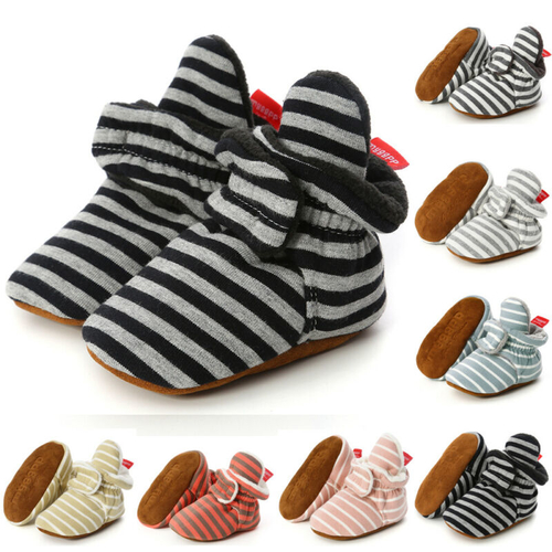 Toddler Newborn Baby Girl Warm Shoes Striped Fur