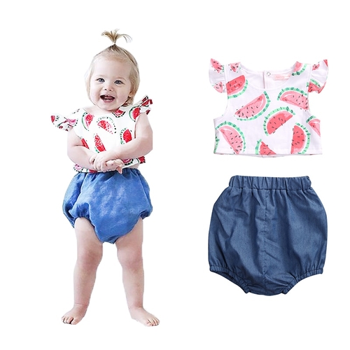 Babies Summer Fruits Printing Clothing Set
