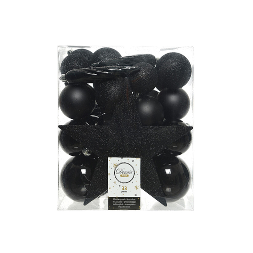 Christmas Baubles Decoris Black Multicolour (33 Pieces)