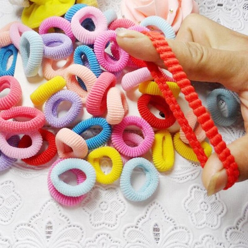 100PC Small Ring Hair Bands Girls Colorful Elastic