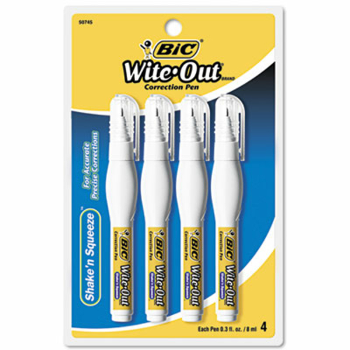 Bic WOSQPP418 Wite-Out Shake n Squeeze Correction Pen  8 ml  White  4-