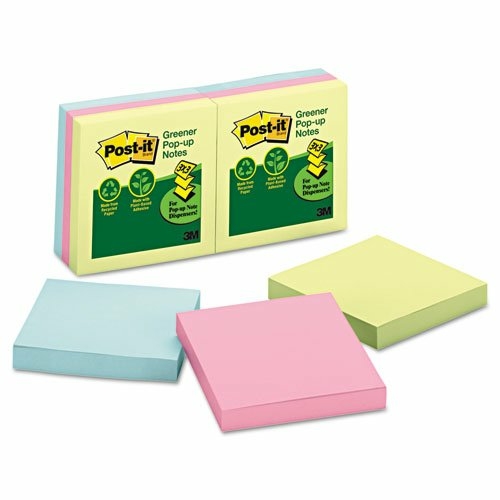 3M R330RP6AP Recycled Pop-Up Notes Refill- 3 x 3- Sunwashed Pier- 6 10