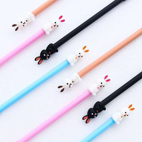 2 pcs 0.5mm Creative Black Ink Gel Pen Cute Rabbit