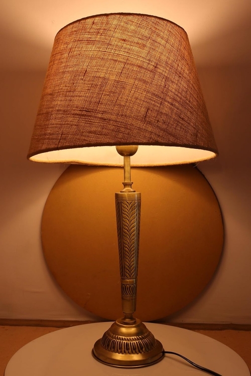 Cone Brass Table LAMP with Fabric Designing Shade for Your Living Room