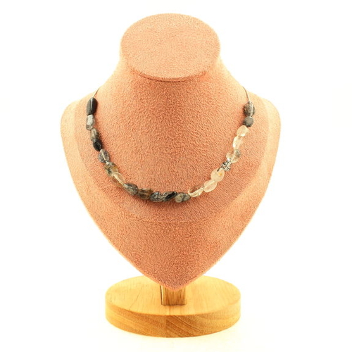 Quartz with Tourmaline inclusions from Brazil 20 beads necklace