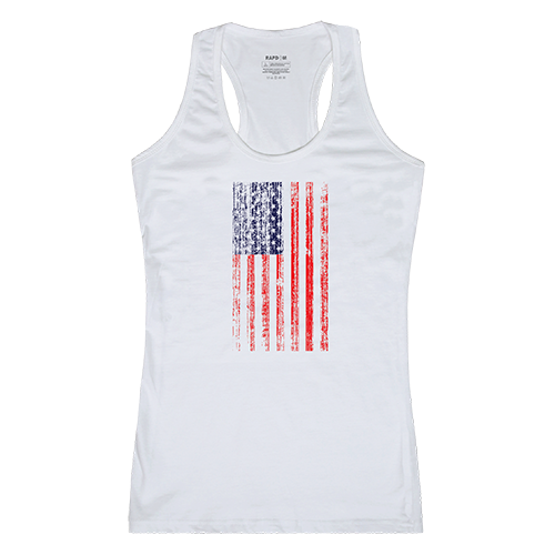 Rapid Dominance GS1-800-WHT-01 Distressed Flag Womens Graphic Tank Top