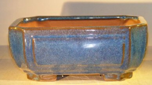 Blue Ceramic Bonsai Pot - Rectangle Professional Series 10" x 8" x 4"