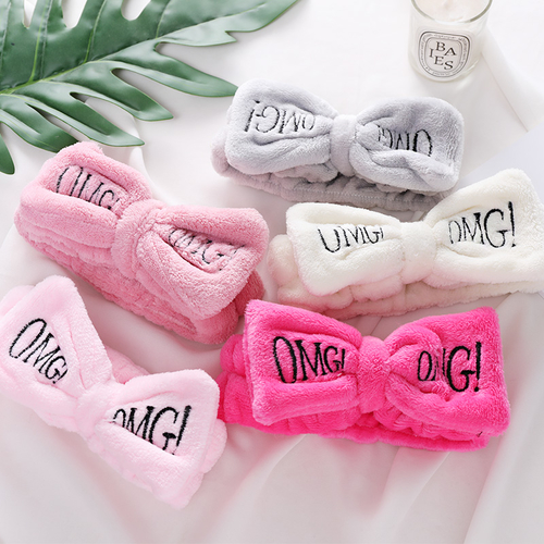 New Letter"OMG" Coral Fleece Soft Bow Headbands