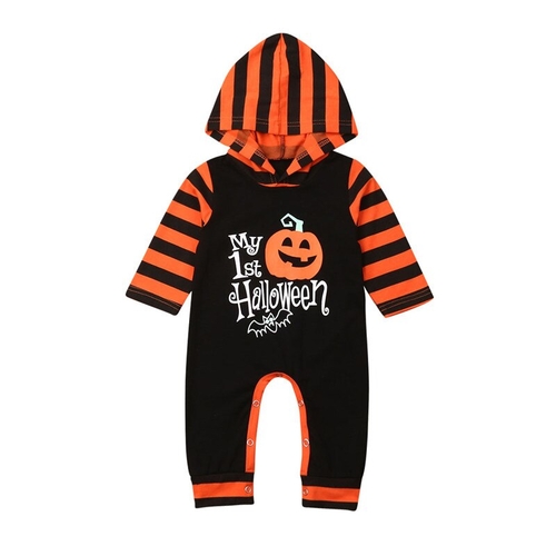 Newborn Baby Girl Boy Pumpkin Hoodie Romper