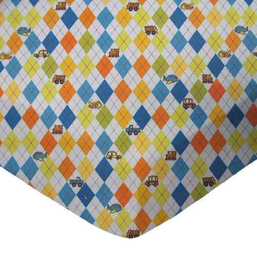 SheetWorld Fitted Moses Basket Sheet - 100% Cotton Flannel - Argyle