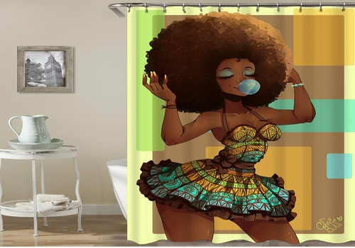 Chic Afro Hair Girl Shower Curtain