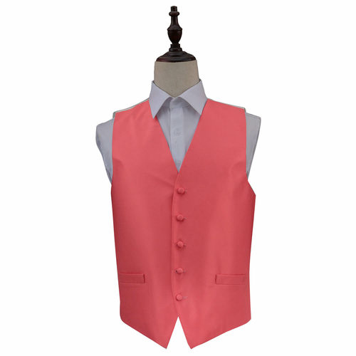 Solid Check Waistcoat - Coral, 44'