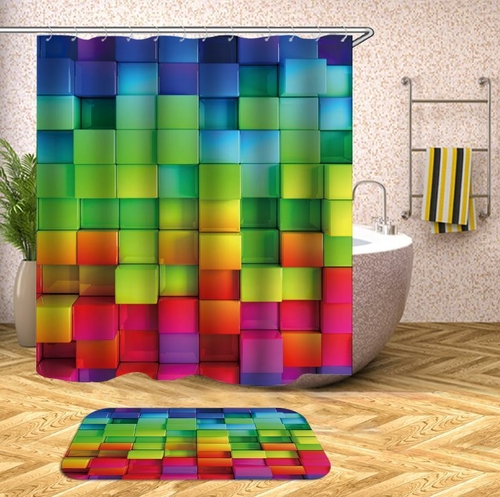 Rainbow Bricks Shower Curtain