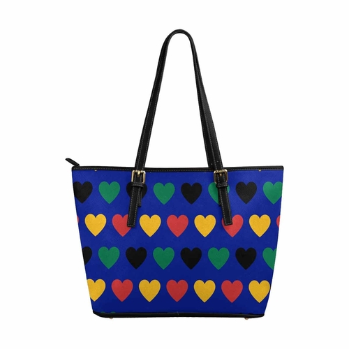 Large Leather Tote Shoulder Bag - Bohemian Multicolor Illustration