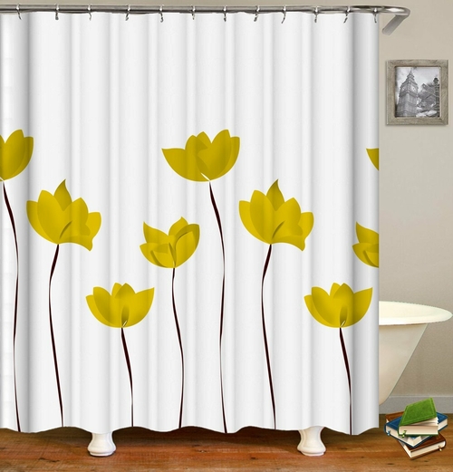 Yellow Tulip Drawing Shower Curtain