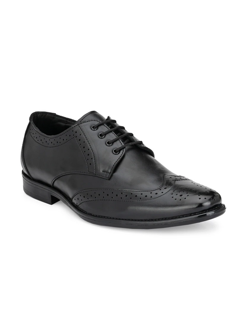 Black Leather Laceup Derbies