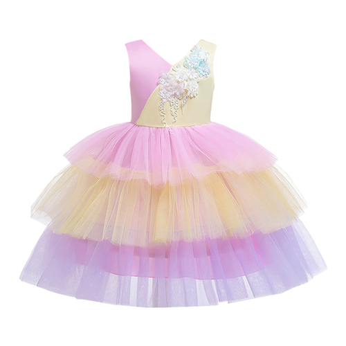 Kids Girls Sequin Princess Bridesmaid Pageant Gown