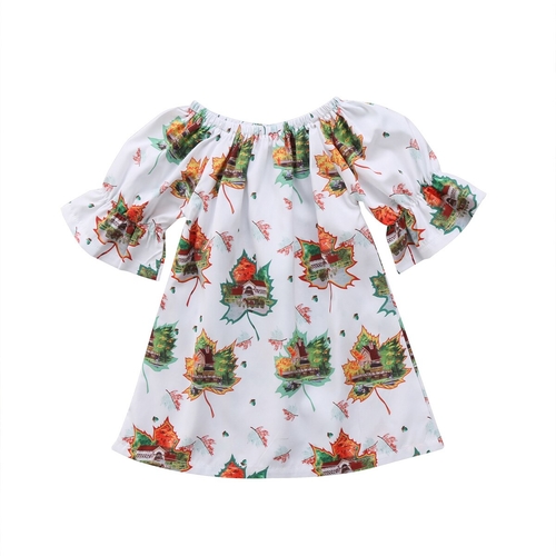 Little Girls Lucky Maple leaves Child Dress Babies