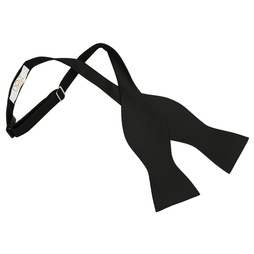 Solid Check Self-Tie Bow Tie - Black