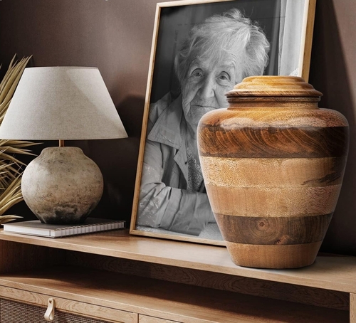 Handmade Mango wood Urn jar