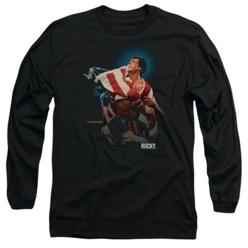 Trevco Rocky-Victory Long Sleeve Adult 18-1 Tee, Black - XL