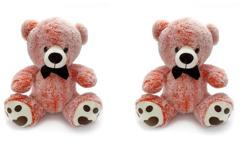 Dual Orange Plush Stuffed Sitting Teddy Bear Soft Toy Pack of 2