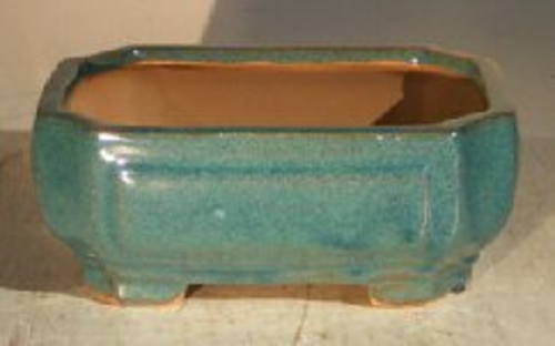 Blue/Green Ceramic Bonsai Pot - Rectangle 6.125" x 5.0" x 2.125"