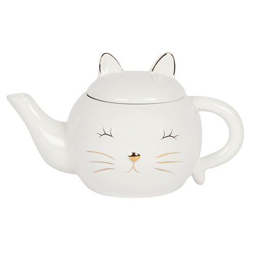 White Cat Face Teapot