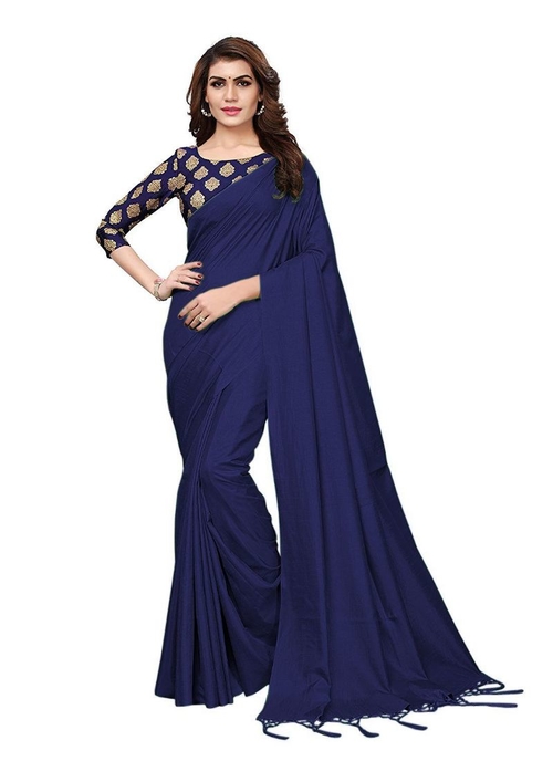 Generic Women's Zoya Silk Saree (Navy Blue, 5-6