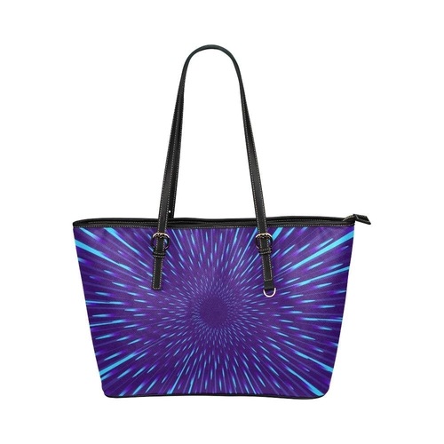 Large Leather Tote Shoulder Bag - Purple Spectrum Pattern B3554473