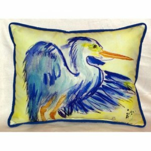 Betsy Drake HJ963 Teal Blue Heron Indoor & Outdoor Throw Pillow- 16 x 