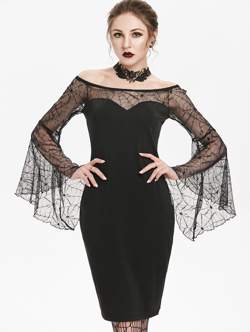  Gothic Off The Shoulder See Thru Bodycon