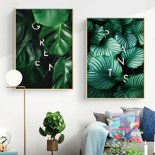 Green Plant Leaf Wall Art Canvas Posters