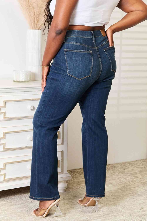 Judy Blue Full Size Elastic Waistband Straight Jeans