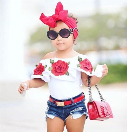 Fashion Toddler Kids Baby Girls 3D Flower Tops