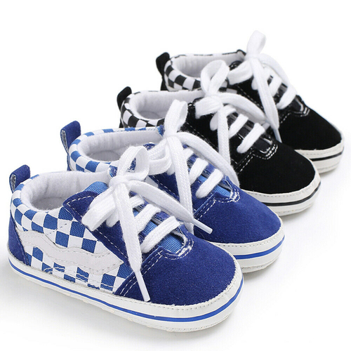 Cute Toddler Kids Casual Shoes Plaid Print Lace Up