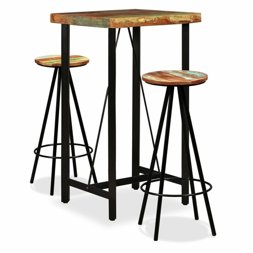 Bar Set 9 Pieces Solid Reclaimed Wood