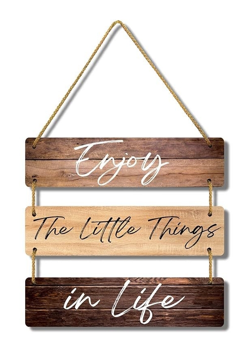 Enjoy Little Things Quotes Wooden Wall Hanger for Home Decor | Office